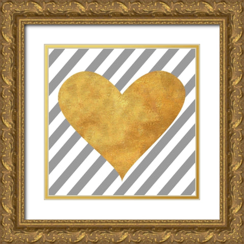 Loving Stripes Gold Ornate Wood Framed Art Print with Double Matting by SD Graphics Studio