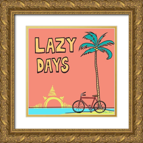 Lazy Days Gold Ornate Wood Framed Art Print with Double Matting by Edwins, Hugo