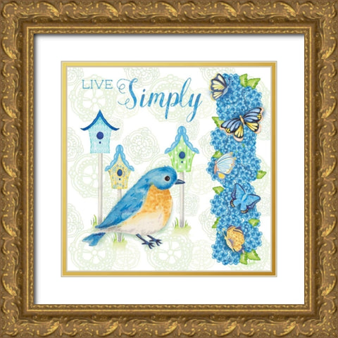 Yellow Bird II Gold Ornate Wood Framed Art Print with Double Matting by Metz, Andi