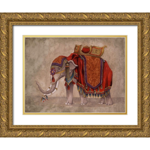 Ceremonial Elephants I Gold Ornate Wood Framed Art Print with Double Matting by Medley, Elizabeth