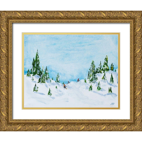 Winter Fun I Gold Ornate Wood Framed Art Print with Double Matting by DeRice, Julie