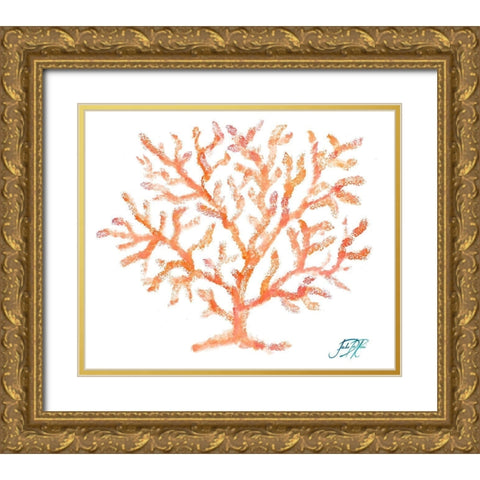 Coral I Gold Ornate Wood Framed Art Print with Double Matting by DeRice, Julie