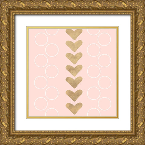 Hearts and Os Gold Ornate Wood Framed Art Print with Double Matting by SD Graphics Studio