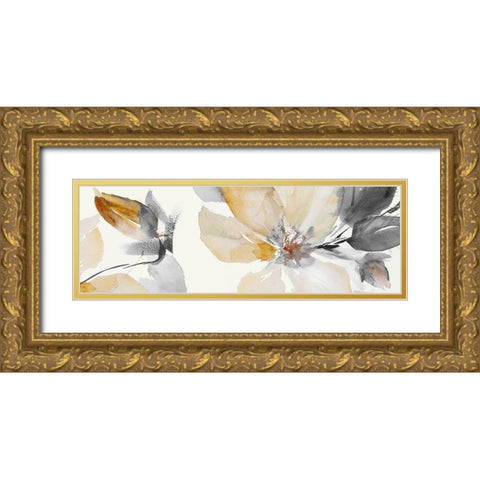 Neutral Clematis Panel I Gold Ornate Wood Framed Art Print with Double Matting by Loreth, Lanie