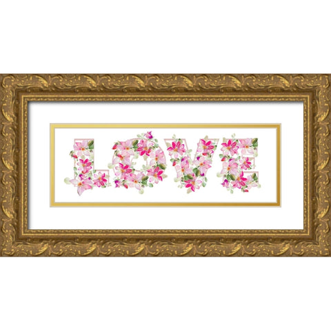LOVE Gold Ornate Wood Framed Art Print with Double Matting by Loreth, Lanie
