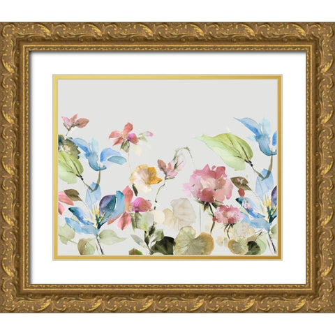 Geranium Garden II Gold Ornate Wood Framed Art Print with Double Matting by Loreth, Lanie
