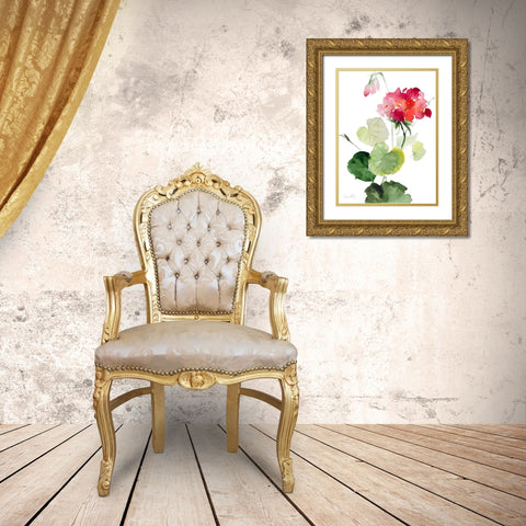 Geranium II Gold Ornate Wood Framed Art Print with Double Matting by Loreth, Lanie