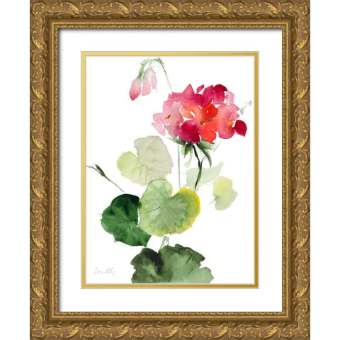 Geranium II Gold Ornate Wood Framed Art Print with Double Matting by Loreth, Lanie