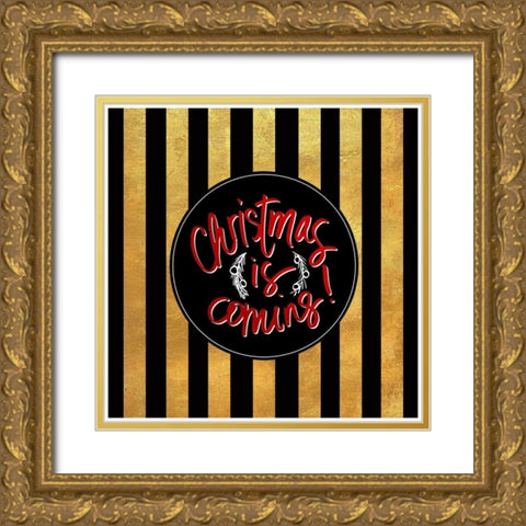 Christmas Gold I Gold Ornate Wood Framed Art Print with Double Matting by SD Graphics Studio