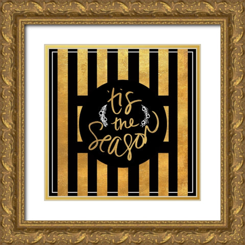 Christmas Gold III Gold Ornate Wood Framed Art Print with Double Matting by SD Graphics Studio