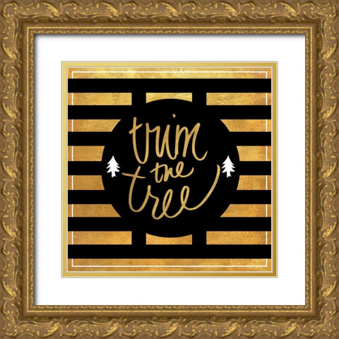 Christmas Gold IV Gold Ornate Wood Framed Art Print with Double Matting by SD Graphics Studio