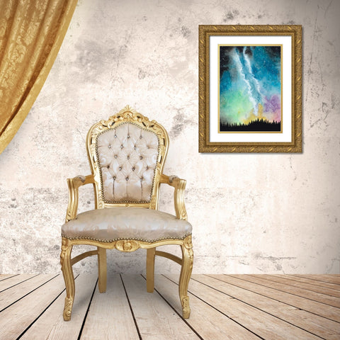 Magical Night Sky Gold Ornate Wood Framed Art Print with Double Matting by Bucheli, Amaya