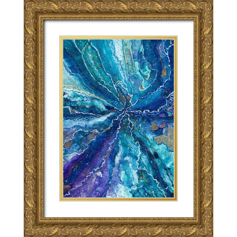 Galactical Blues Gold Ornate Wood Framed Art Print with Double Matting by Bucheli, Amaya