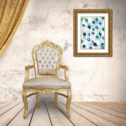 Splattered Moons Gold Ornate Wood Framed Art Print with Double Matting by Bucheli, Amaya