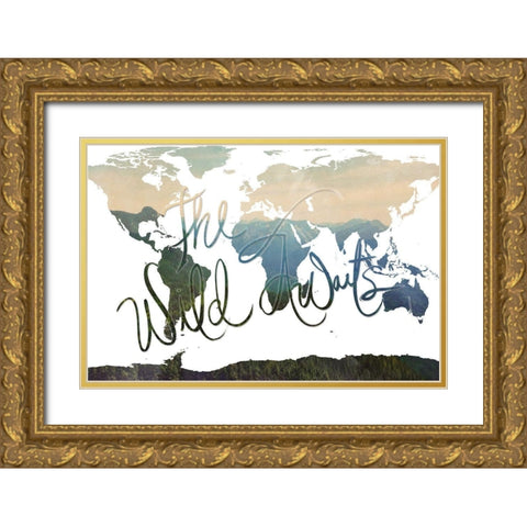 The WIld Awaits Map Gold Ornate Wood Framed Art Print with Double Matting by Wilson, Kali