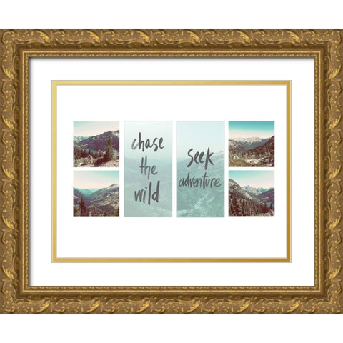 Adventure Collage Gold Ornate Wood Framed Art Print with Double Matting by Wilson, Kali
