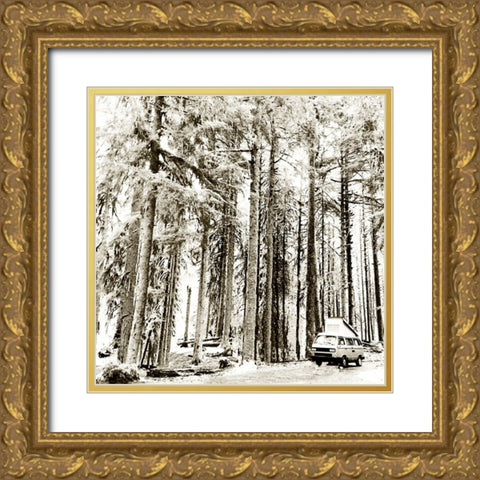 Snow In The Forest Gold Ornate Wood Framed Art Print with Double Matting by Wilson, Kali