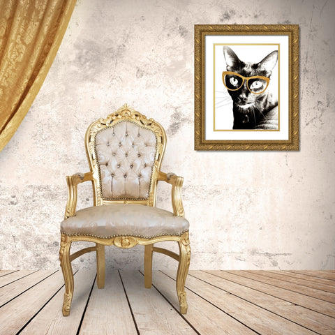 Cool Kat Gold Ornate Wood Framed Art Print with Double Matting by Wilson, Kali
