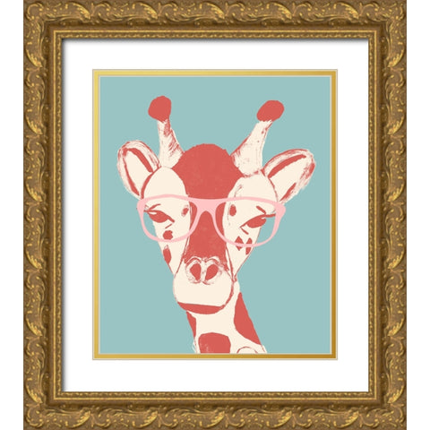Wise Giraffe Gold Ornate Wood Framed Art Print with Double Matting by Wilson, Kali