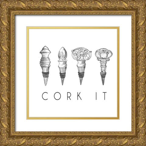 Cork It Gold Ornate Wood Framed Art Print with Double Matting by Baker, Mary Beth