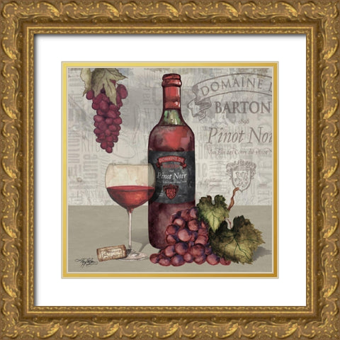 Wine and Grapes I Gold Ornate Wood Framed Art Print with Double Matting by Baker, Mary Beth
