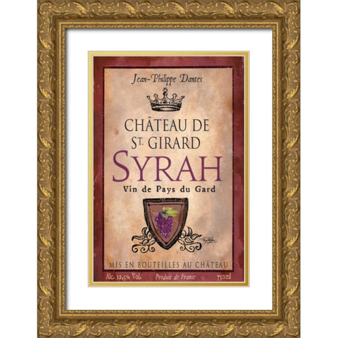Still Life Wine Label VII Gold Ornate Wood Framed Art Print with Double Matting by Baker, Mary Beth