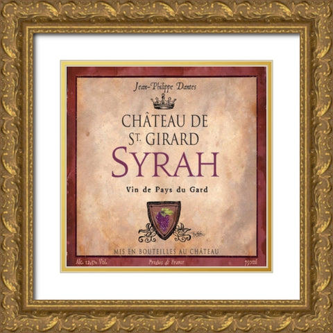 Still Life Wine Label Square VII Gold Ornate Wood Framed Art Print with Double Matting by Baker, Mary Beth