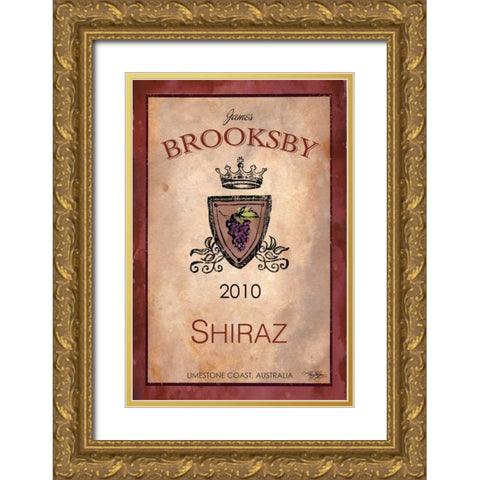 Still Life Wine Label III Gold Ornate Wood Framed Art Print with Double Matting by Baker, Mary Beth