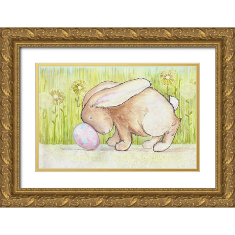 Pushing Easter Gold Ornate Wood Framed Art Print with Double Matting by Diannart