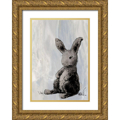 Bunny on Marble I Gold Ornate Wood Framed Art Print with Double Matting by Diannart