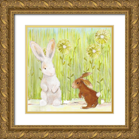 The Bunnies II Gold Ornate Wood Framed Art Print with Double Matting by Diannart