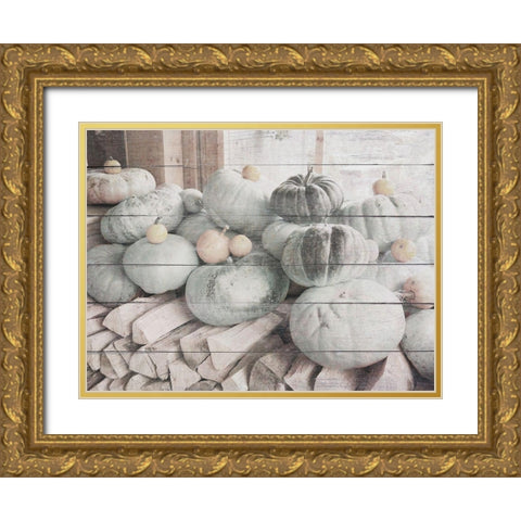 Pumpkins in Fall Gold Ornate Wood Framed Art Print with Double Matting by Hyler, JB