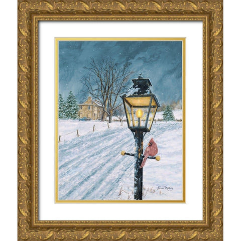 Winter Bird Gold Ornate Wood Framed Art Print with Double Matting by Redding, James