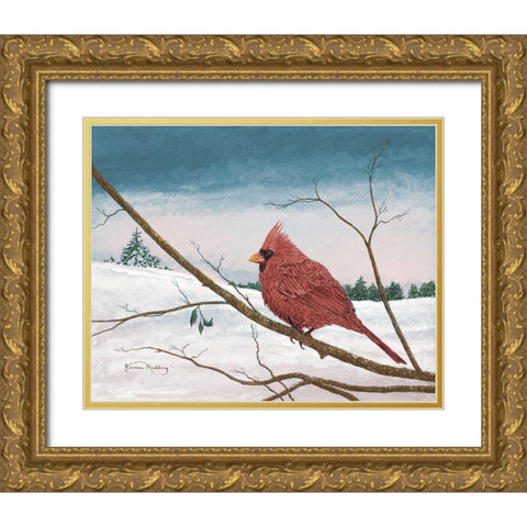 Auburn Cardinal Gold Ornate Wood Framed Art Print with Double Matting by Redding, James
