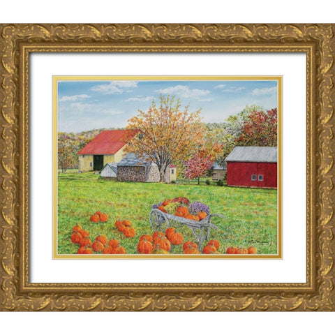 Autumns Colors Gold Ornate Wood Framed Art Print with Double Matting by Redding, James