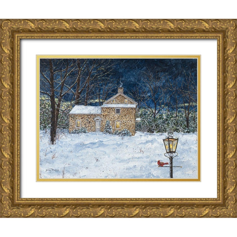 Stone House Gold Ornate Wood Framed Art Print with Double Matting by Redding, James