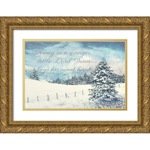 Away in a Manger Gold Ornate Wood Framed Art Print with Double Matting by Redding, James