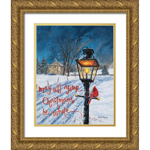 White Christmas Gold Ornate Wood Framed Art Print with Double Matting by Redding, James
