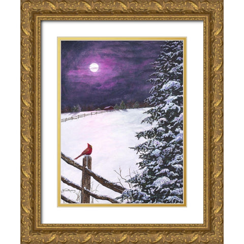 Deep Mauve Midnight Gold Ornate Wood Framed Art Print with Double Matting by Redding, James