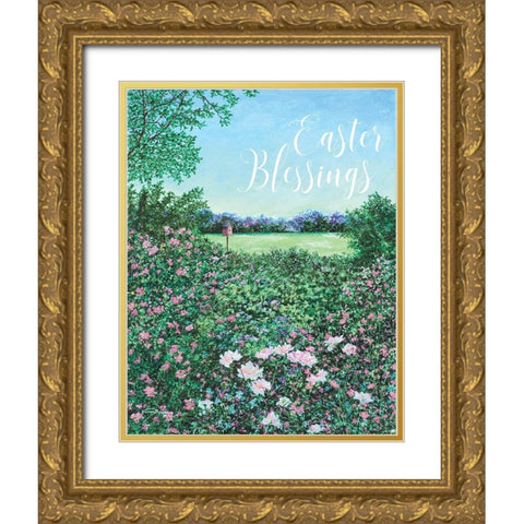Easter Garden Blessings Gold Ornate Wood Framed Art Print with Double Matting by Redding, James