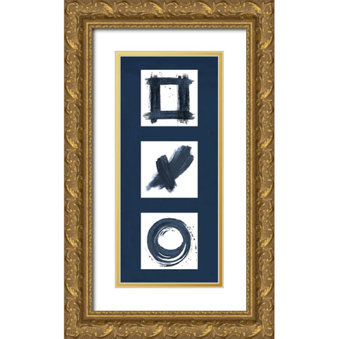 Navy Sign Trio II Gold Ornate Wood Framed Art Print with Double Matting by Pinto, Patricia