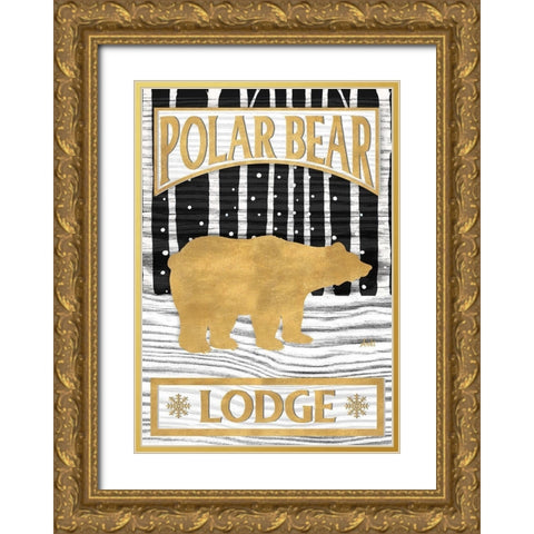 Winter Lodge Sign I Gold Ornate Wood Framed Art Print with Double Matting by Metz, Andi