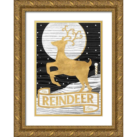 Winter Lodge Sign II Gold Ornate Wood Framed Art Print with Double Matting by Metz, Andi
