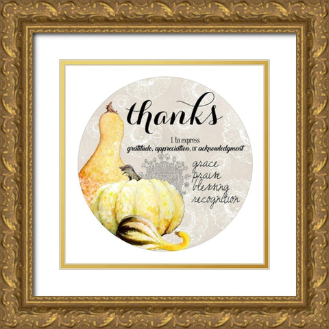 Thankful Harvest Gold Ornate Wood Framed Art Print with Double Matting by Diannart
