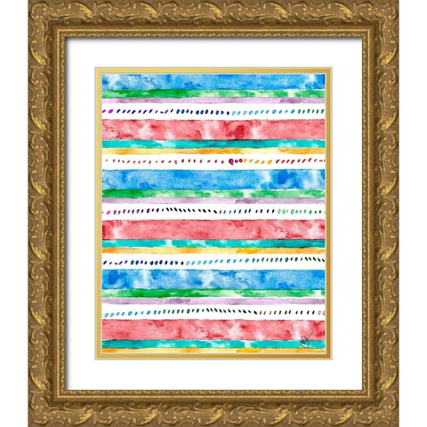 Colorful Bands II Gold Ornate Wood Framed Art Print with Double Matting by James, Nola