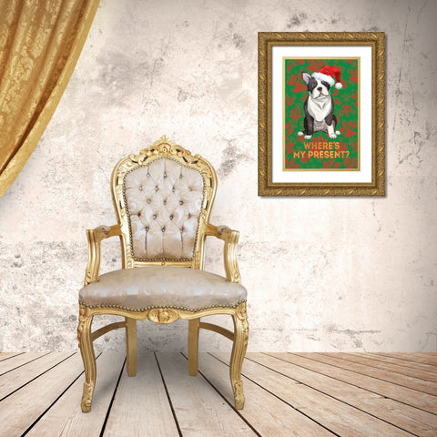 Santas Best Friend Gold Ornate Wood Framed Art Print with Double Matting by SD Graphics Studio