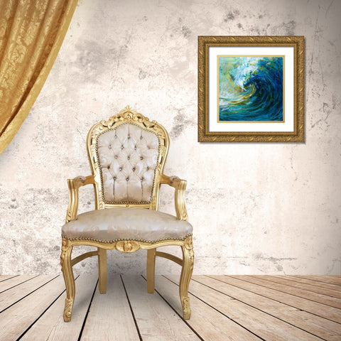The Wave Gold Ornate Wood Framed Art Print with Double Matting by Diannart