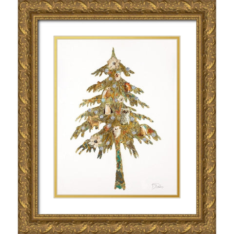 Retro Tree Gold Ornate Wood Framed Art Print with Double Matting by Pinto, Patricia