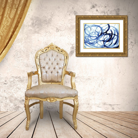 Indigo Dreams Gold Ornate Wood Framed Art Print with Double Matting by Bryant, Susan