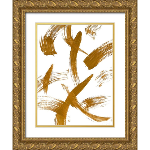 Copper Strokes II Gold Ornate Wood Framed Art Print with Double Matting by Bryant, Susan